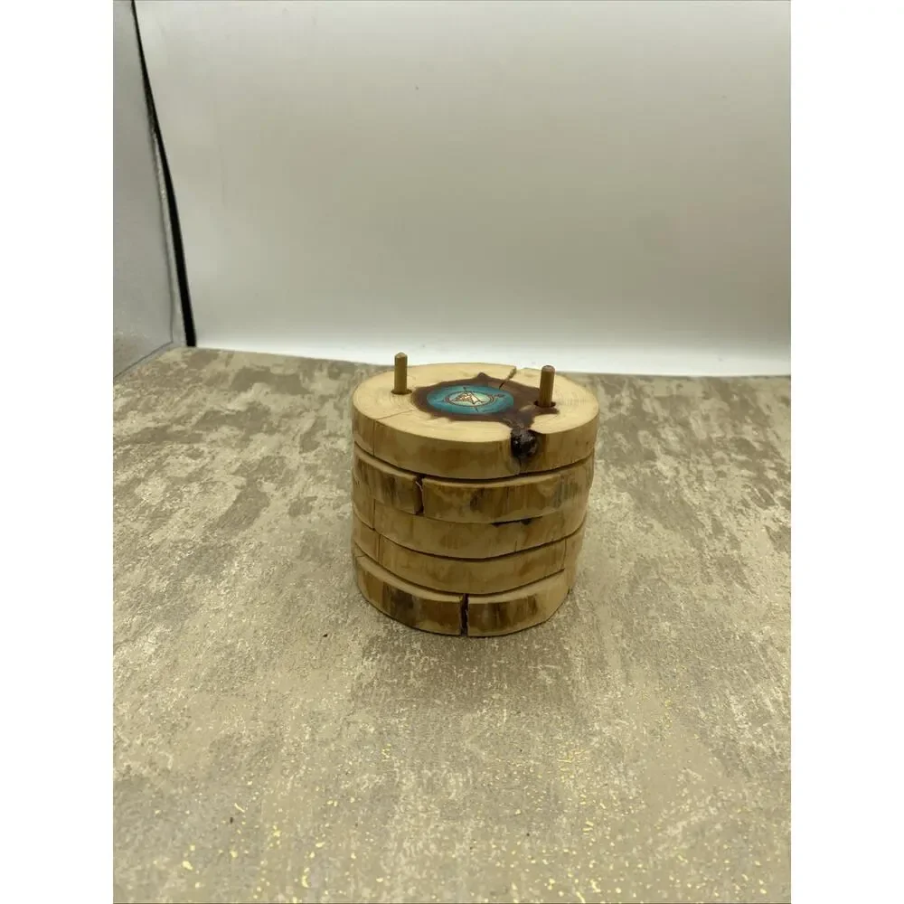 Custom Handmade By St Labre Indian School Wood Slice Rustic Tree Round Coasters